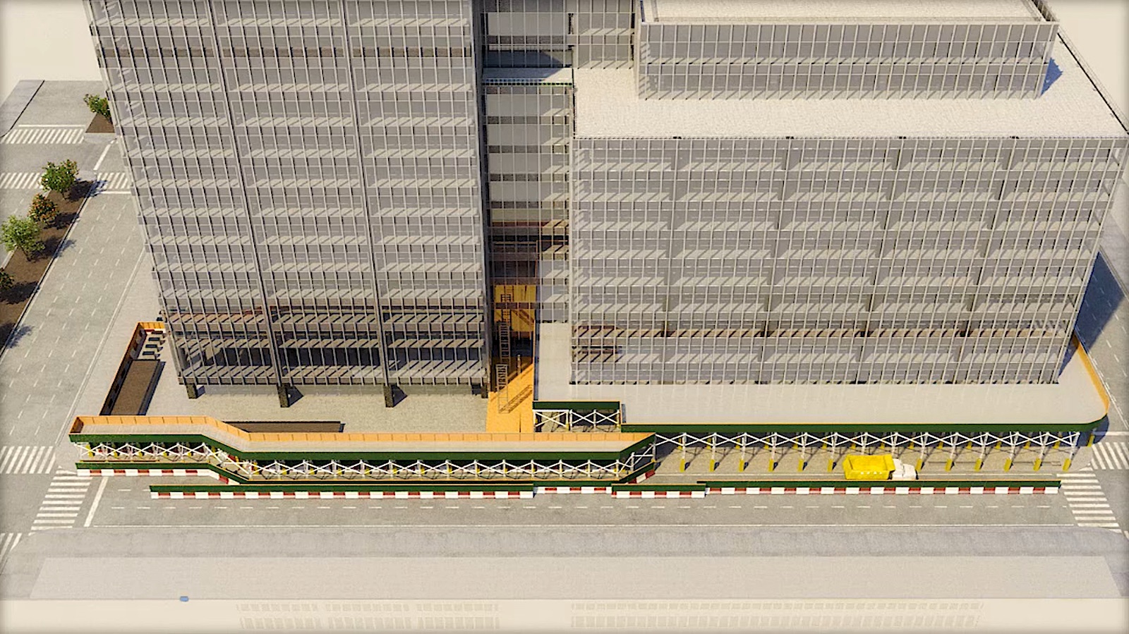 270 Park Avenue — massing and street-level site logistics.