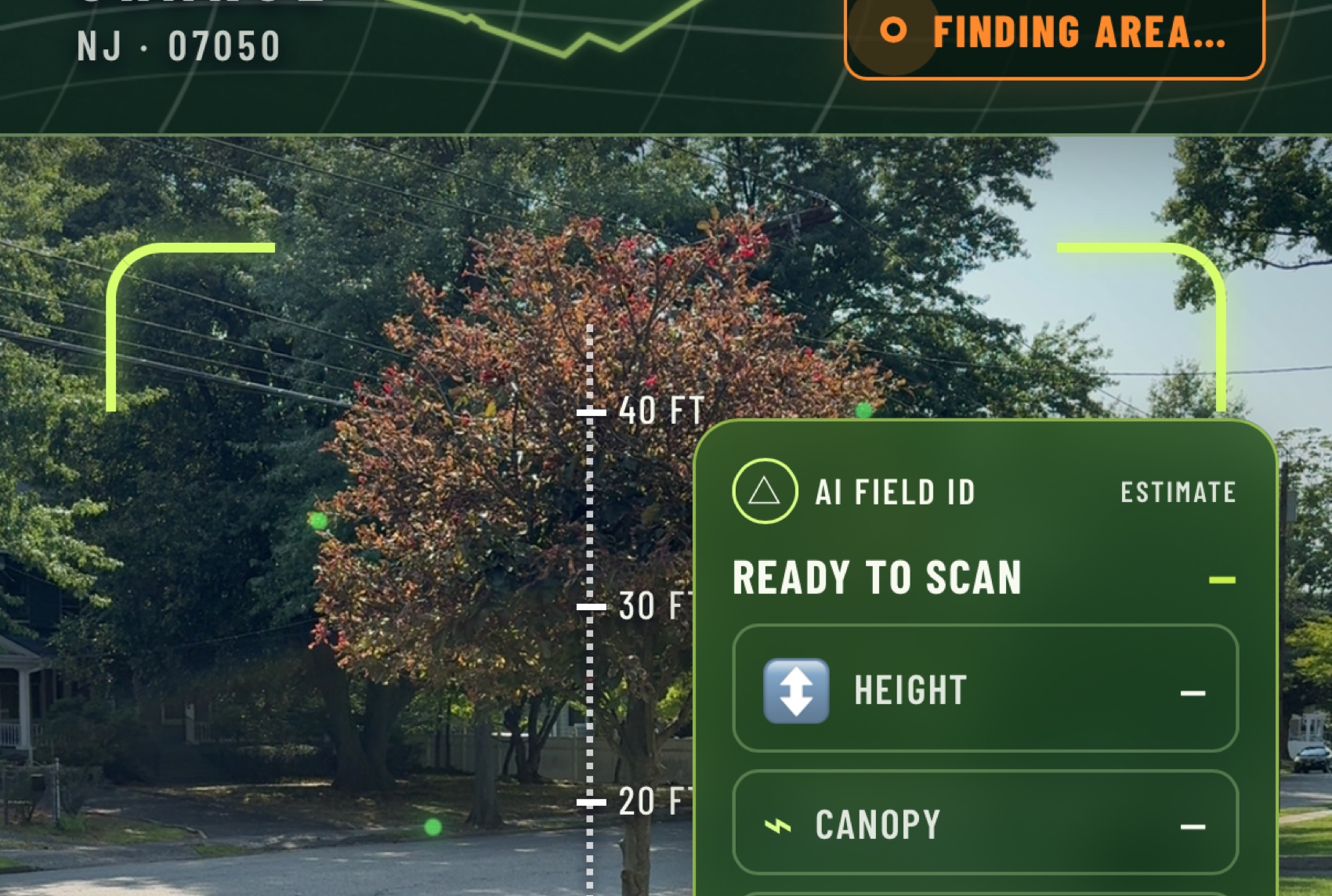 Field capture — AR height, canopy, DBH, and health, with on-device AI.