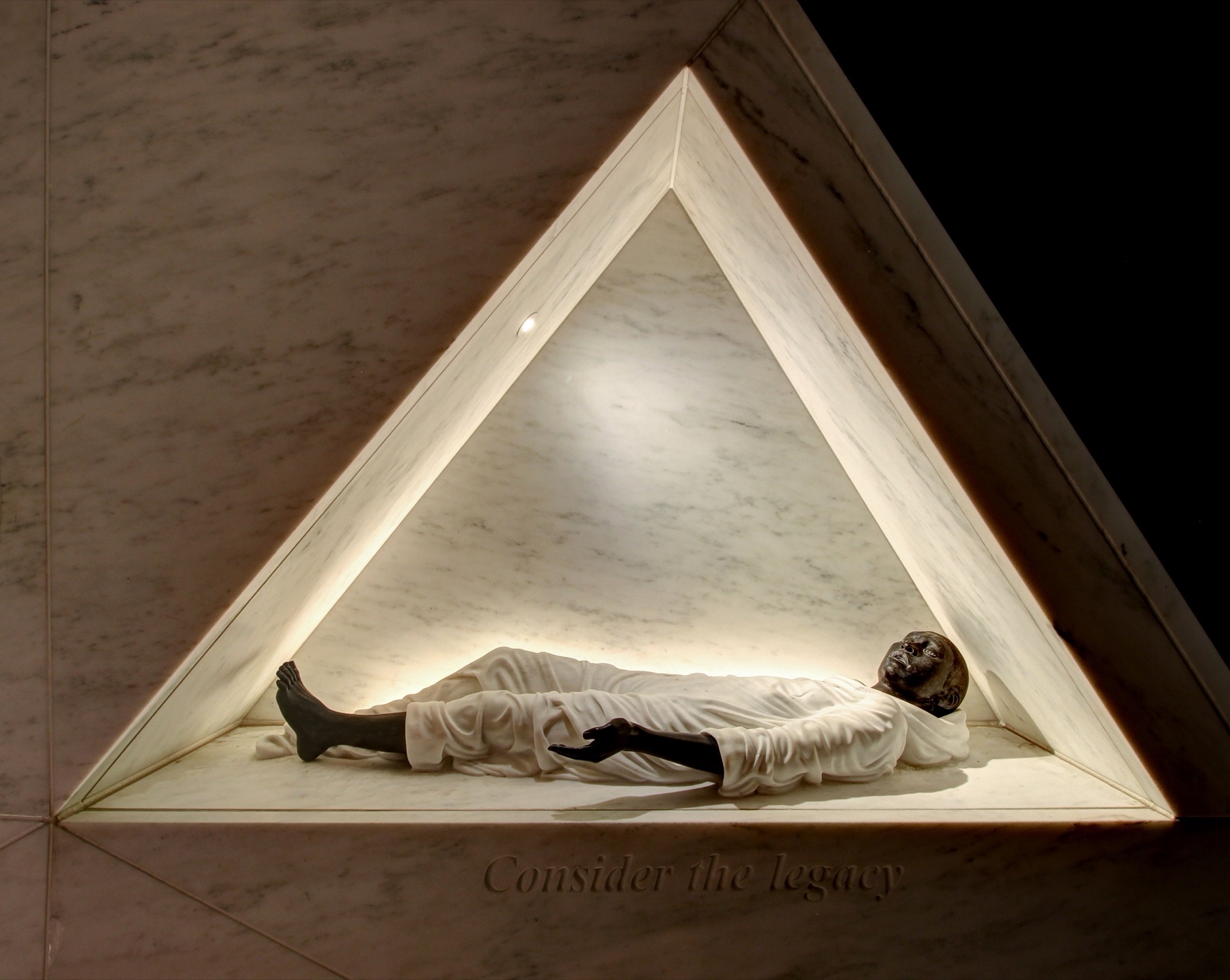 “Consider the legacy” — the reclining figure carved within the Ark. Architect of Record: Rodney Leon, Rodney Leon Architects. Photo: Rodney Leon.